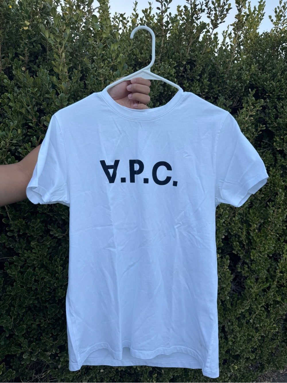 A.P.C. White T-Shirt with Black Logo Print